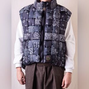 Kapital Bandana Paisley Print Reversible Nylon Keel Weaving Puffer Vest Size 1